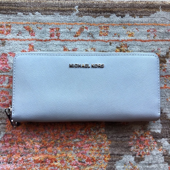 Michael Kors Handbags - Michael Kors Pale Blue Jet Set Travel Wallet